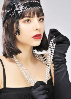 20s Flapper Girl Charleston Silver Beads Pack 4