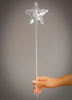 Silver Sequin Star Fairy Wand 5 Silver Sequin Star Fairy Wand -Halloween Fans Shop silver sequin star fairy wand 01