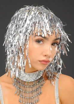 Silver Tinsel Wig