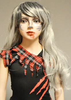 Womens Halloween Long Grey Werewolf Wig