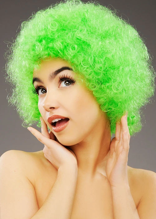 Bright Green Curly Pop Wig 4 Bright Green Curly Pop Wig - Image 2