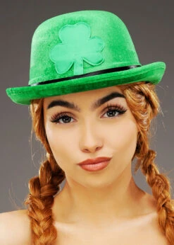 St Patricks Day Shamrock Green Bowler Hat