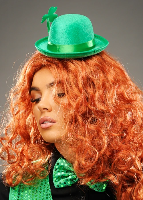 St Patricks Day Green Mini Bowler Hat With Shamrock 4 St Patricks Day Green Mini Bowler Hat With Shamrock - Image 2