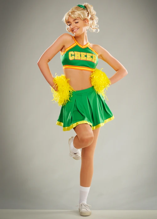 Womens Stranger Things Style Green Cheerleader Costume 4 Womens Stranger Things Style Green Cheerleader Costume - Image 2