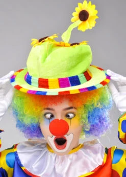 Bright Green Velvet Sunflower Clown Hat