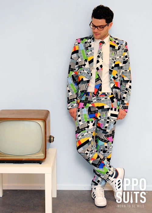 Adult Mens 80s Test Card Suit Costume 4 Adult Mens 80s Test Card Suit Costume - Image 2