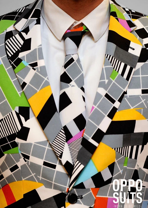 Adult Mens 80s Test Card Suit Costume 6 Adult Mens 80s Test Card Suit Costume - Image 4