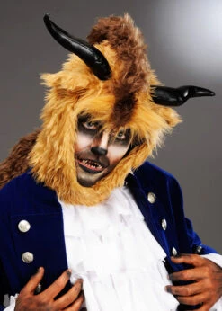 Mens Furry The Beast Style Hood Headpiece