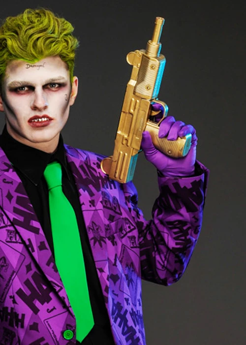 The Joker Style Gold Plastic Prop Machine Gun 3 The Joker Style Gold Plastic Prop Machine Gun