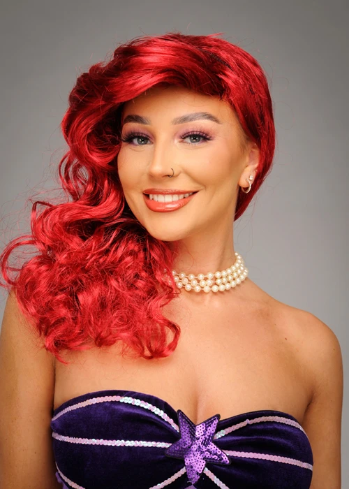 Womens The Little Mermaid Style Dark Red Wavy Wig 3 Womens The Little Mermaid Style Dark Red Wavy Wig