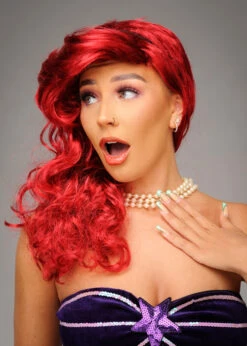 Womens The Little Mermaid Style Dark Red Wavy Wig 7 Womens The Little Mermaid Style Dark Red Wavy Wig -Halloween Fans Shop the little mermaid ariel wig 02