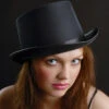 Gothic Vampire Black Satin Top Hat 1 Gothic Vampire Black Satin Top Hat -Halloween Fans Shop vampire black satin top hat