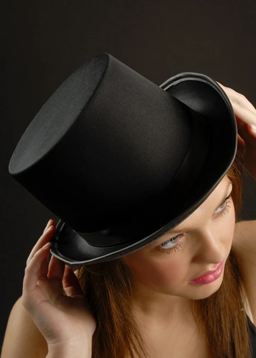 Gothic Vampire Black Satin Top Hat 4 Gothic Vampire Black Satin Top Hat - Image 2