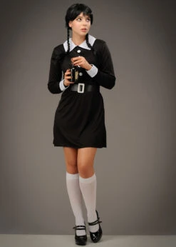 Womens Halloween Wednesday Style Gothic Costume -Halloween Fans Shop wednesday addams costume 79598 02