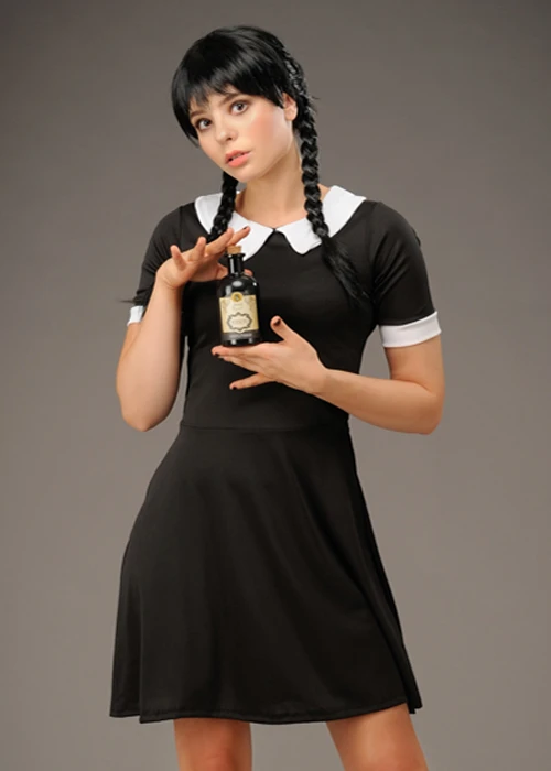 Womens Wednesday Style Creepy School Girl Costume 4 Womens Wednesday Style Creepy School Girl Costume - Image 2