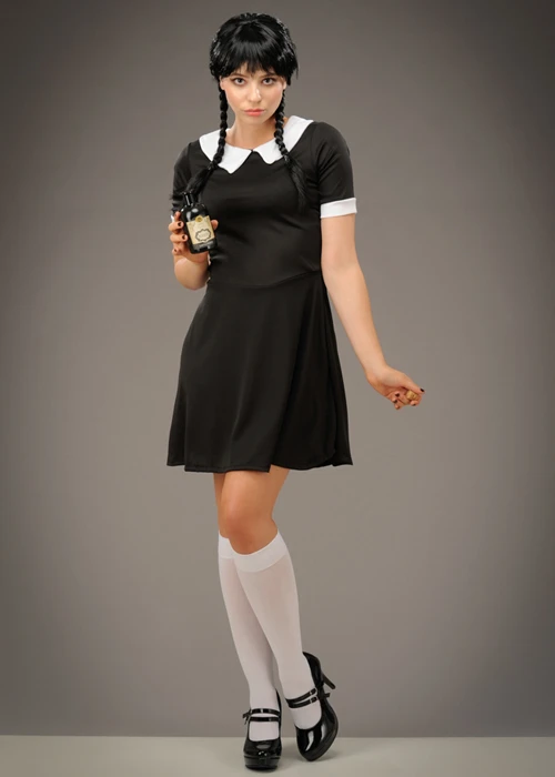Womens Wednesday Style Creepy School Girl Costume 5 Womens Wednesday Style Creepy School Girl Costume - Image 3