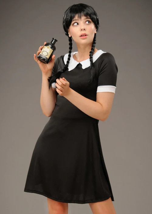 Womens Wednesday Style Creepy School Girl Costume 6 Womens Wednesday Style Creepy School Girl Costume - Image 4