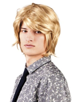 Mens Short Layered Blonde Boy Band Wig