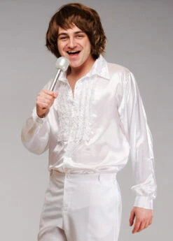 Adult Mens 1970s Abba Style White Shirt