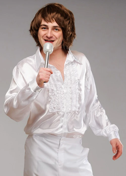 Adult Mens 1970s Abba Style White Shirt 4 Adult Mens 1970s Abba Style White Shirt - Image 2