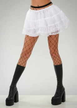 Womens 80s White Lace Petticoat Tutu