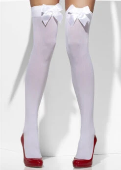 White Bow Stockings 5 White Bow Stockings -Halloween Fans Shop white stockings with white bows 29093 01