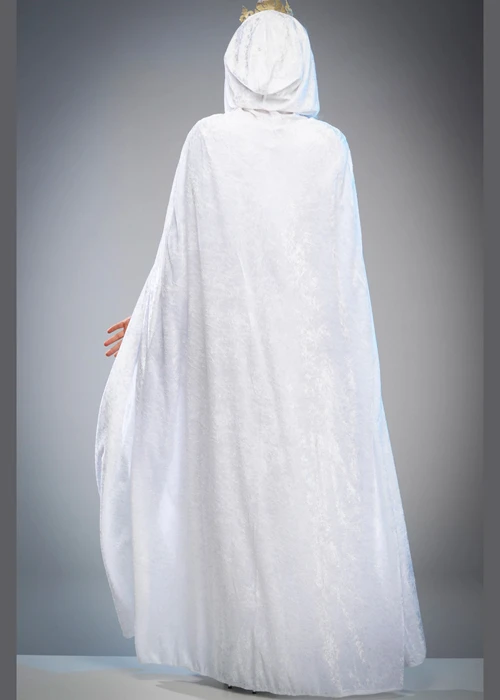 Womens Snow Queen Long White Velvet Cape 5 Womens Snow Queen Long White Velvet Cape - Image 3