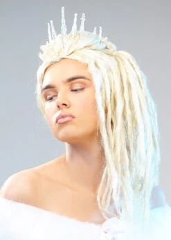 Womens Narnia Style White Witch Dreadlock Wig With Crown -Halloween Fans Shop white witch dreadlock wig and tiara 02