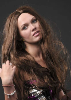 Ladies Long Straight Brown Fancy Dress Wig