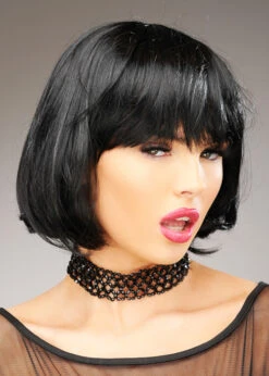 Womens 1920s Black Bobbed Wig With Fringe -Halloween Fans Shop womens 192s black bobbed wig 42389 01