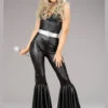 Womens Black 1970s Jumpsuit Disco Diva Costume 1 Womens Black 1970s Jumpsuit Disco Diva Costume -Halloween Fans Shop womens 1970s black disco jumpsuit costume