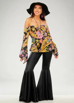 Womens 1970s Black Hippy Girl Costume