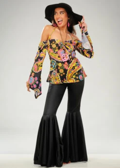 Womens 1970s Black Hippy Girl Costume -Halloween Fans Shop womens 1970s hippy costume 30442 03