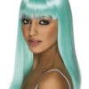 Womens Long Aqua Glamourama Wig 2 Womens Long Aqua Glamourama Wig -Halloween Fans Shop womens aqua glamourama wig