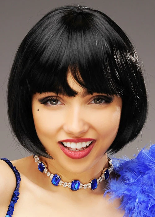 Ladies 1920s Flapper Girl Black Babe Wig 3 Ladies 1920s Flapper Girl Black Babe Wig