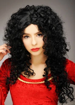 Womens Mother Gothel Style Long Curly Black Wig