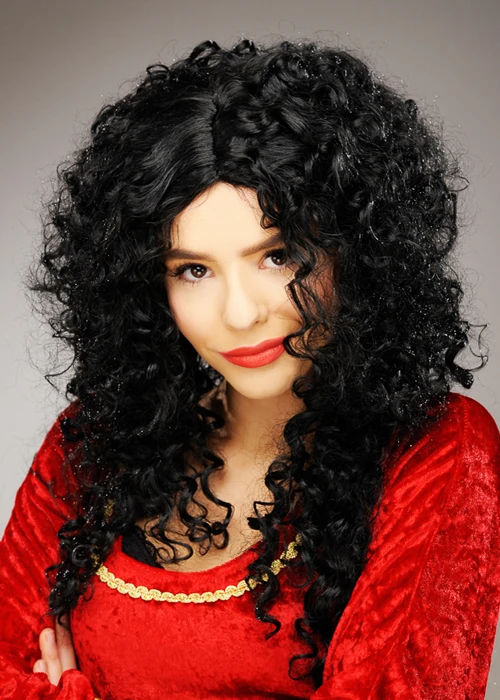 Womens Mother Gothel Style Long Curly Black Wig 4 Womens Mother Gothel Style Long Curly Black Wig - Image 2