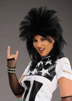 Womens 80s Punk Black Rock Star Wig