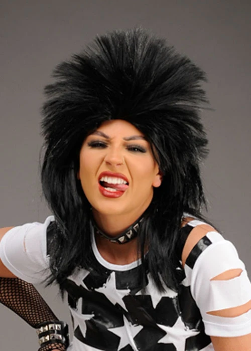 Womens 80s Punk Black Rock Star Wig 6 Womens 80s Punk Black Rock Star Wig - Image 4
