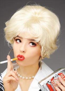 Womens Ab Fab Patsy Style Blonde Bouffant Wig