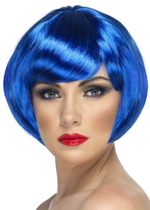 Womens Blue Bobbed Babe Wig 3 Womens Blue Bobbed Babe Wig