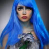 Womens Long Bright Blue Corpse Bride Style Wig -Halloween Fans Shop womens bright blue corpse bride wig