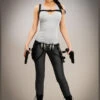 Womens Long Lara Croft Style Adventurer Costume 2 Womens Long Lara Croft Style Adventurer Costume -Halloween Fans Shop womens deluxe lara croft costume with leggings