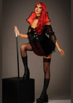 Womens Gothic Victorian Vampire Costume 9 Womens Gothic Victorian Vampire Costume -Halloween Fans Shop womens deluxe vampire costume 87146 02