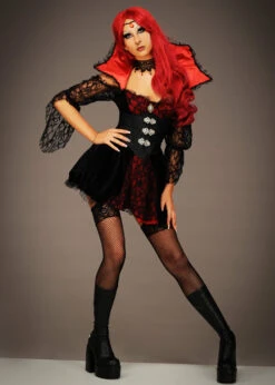 Womens Gothic Victorian Vampire Costume 11 Womens Gothic Victorian Vampire Costume -Halloween Fans Shop womens deluxe vampire costume 87146 04