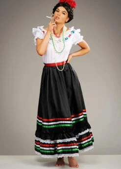 Womens Frida Kahlo Style Mexican Lady Dress