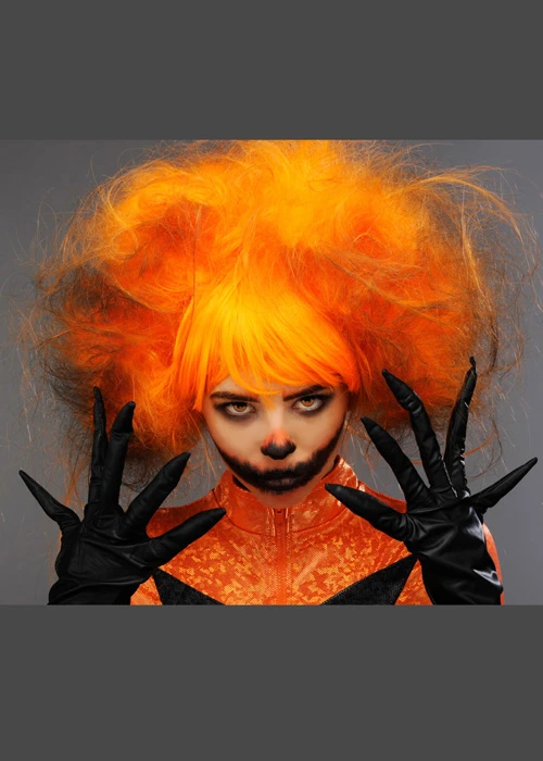 Womens Halloween Evil Pumpkin Orange Wig 4 Womens Halloween Evil Pumpkin Orange Wig - Image 3
