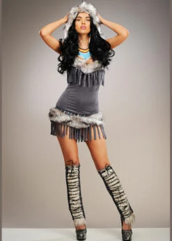 Womens Deluxe Grey Native American Indian Costume