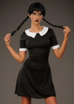 Adult Wednesday Style Halloween Costume -Halloween Fans Shop womens halloween wednesday costume 03