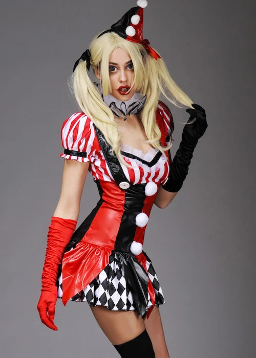 Womens Gothic Harley Quinn Style Dress Costume 4 Womens Gothic Harley Quinn Style Dress Costume - Image 2